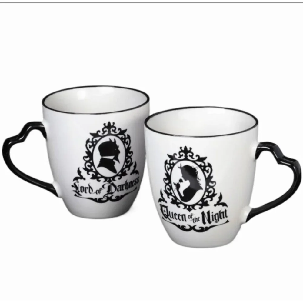 Alchemy Gothic ✦ Queen & Lord Mug Set ✦ Fine Bone China Black & White Feline NWT